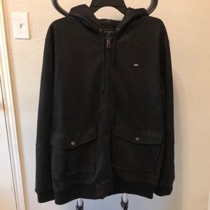 Obey Men’s leather zip up hoodie